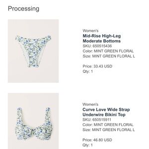 Mint Green Floral Bikini Set